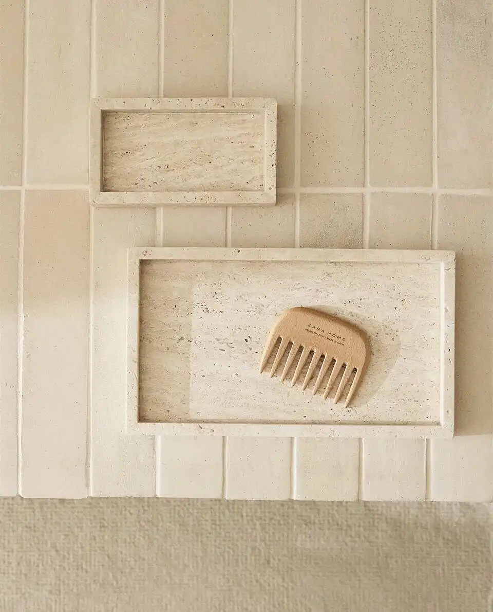 Marble Serving Board - Wabi-Sabi Style Yellow Travertine Tray, Rectangular