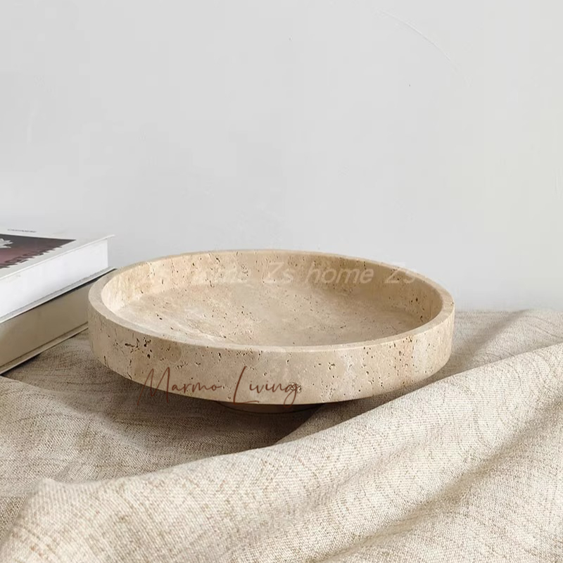 Marble Serving Board - Beige Travertine Bowl Wabi Sabi Style