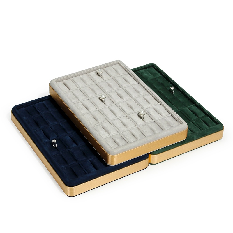 Velvet Jewelry Box - Metal Frame Velvet Finger Rings Show