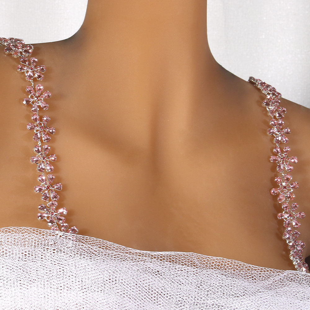 Velvet Jewelry Box - Floral Shoulder Strap for Women Rhinestone