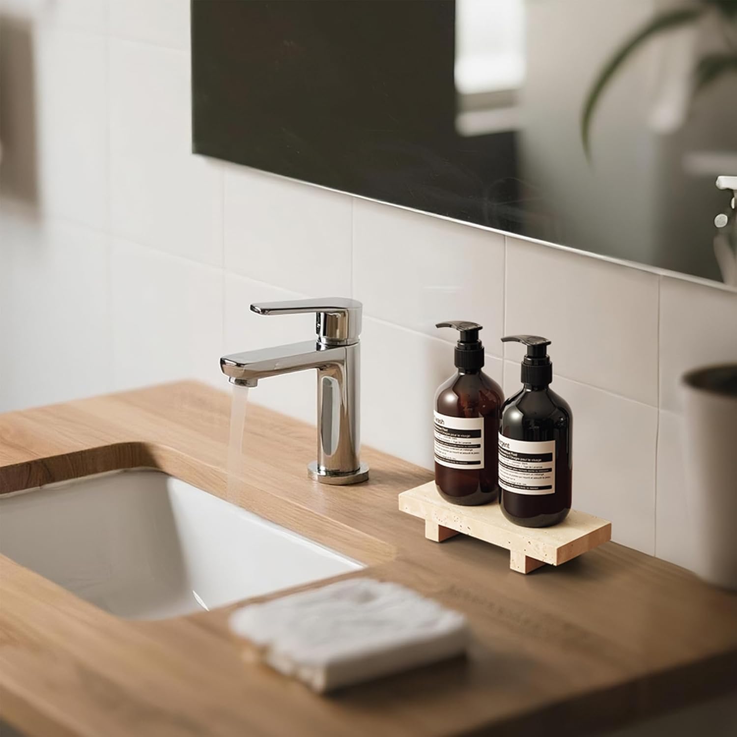 Travertine Footed Tray for Kit - Marble Serving Board 评论和价格