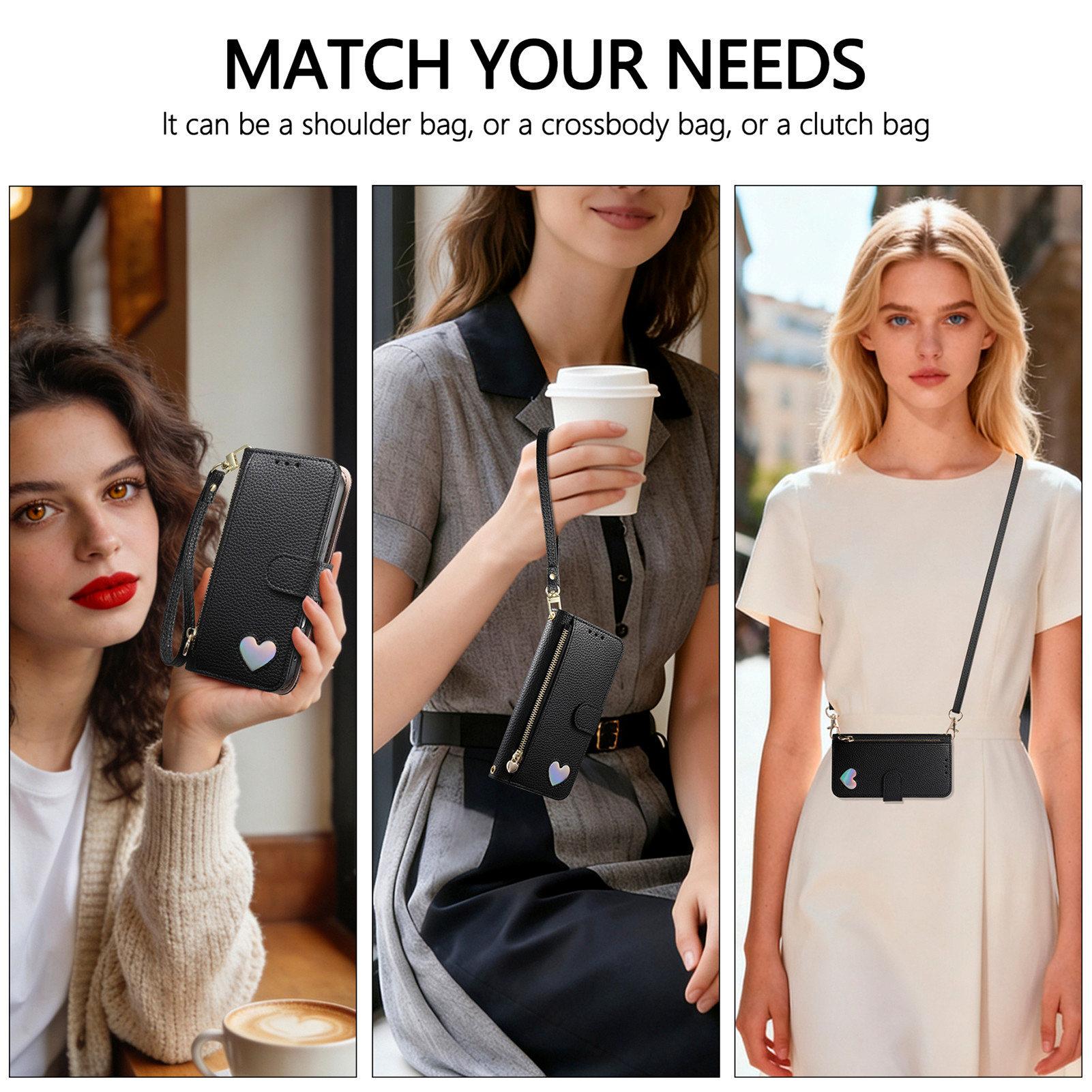 PU Leather Zipper Crossbody Wr - Leather Card Wallet 评论和价格