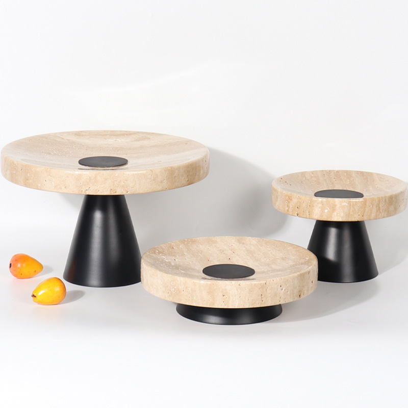 Beige Travertine Tray with Met - Marble Serving Board 评论和价格