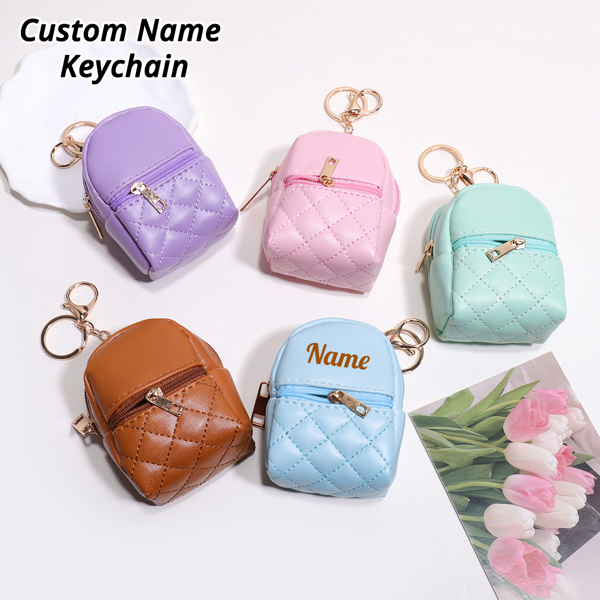Mini Custom Name Keychain Coin - Leather Card Wallet 评论和价格