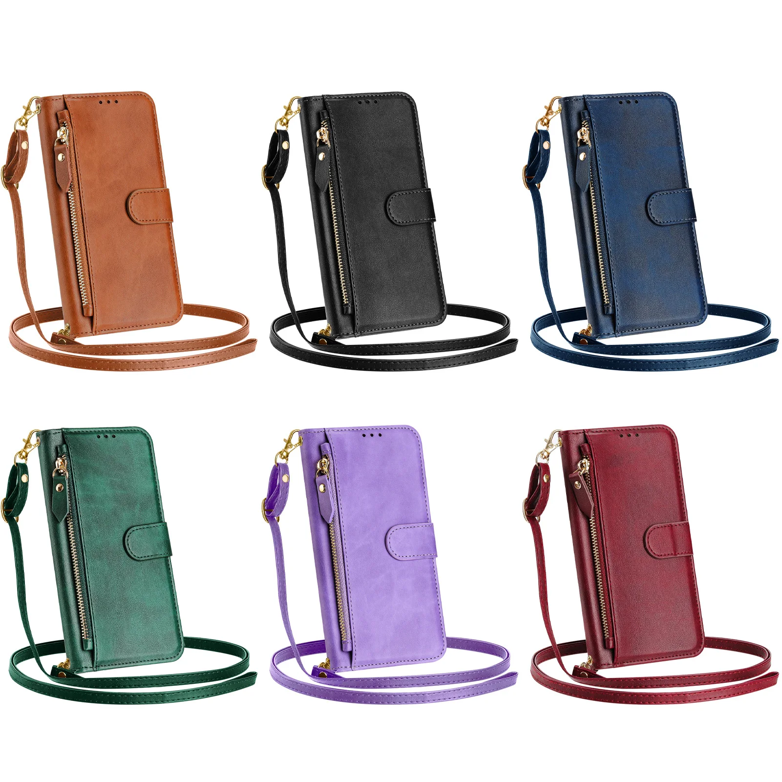 Crossbody Zipper Cards Solt Le - Leather Card Wallet 评论和价格