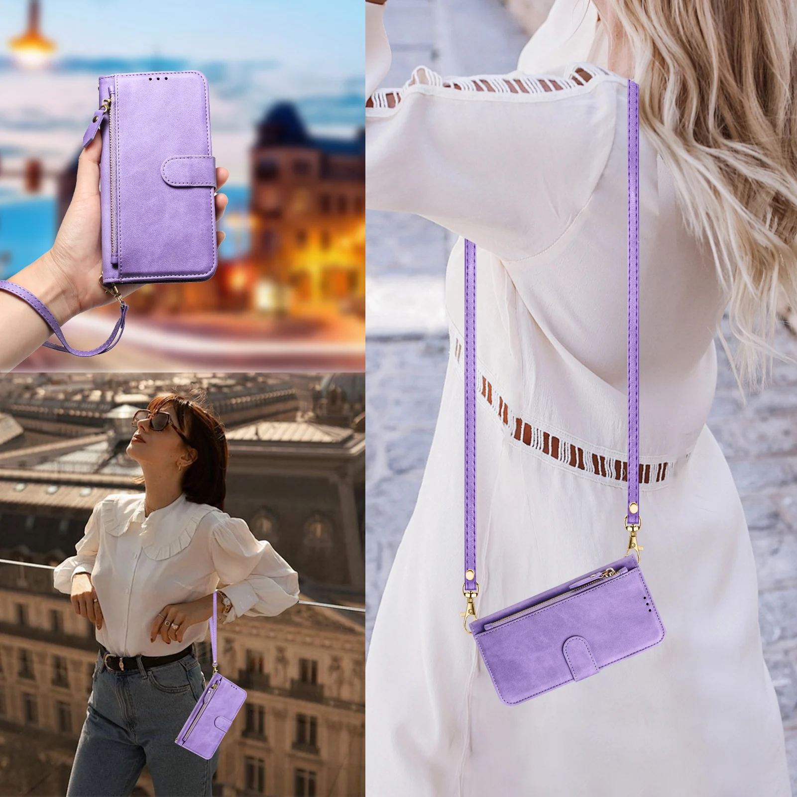 Crossbody Zipper Cards Solt Le - Leather Card Wallet 评论和价格